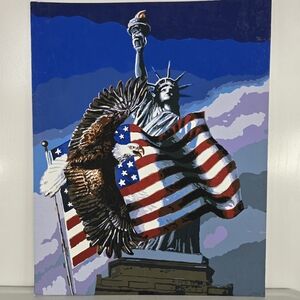 Statue Liberty American Flag Eagle Finished Paint By Number 16x20 Painting‎